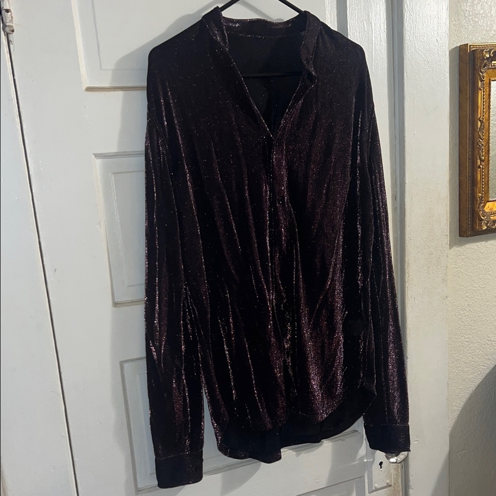 Shimmering Black Long-Sleeve Shirt